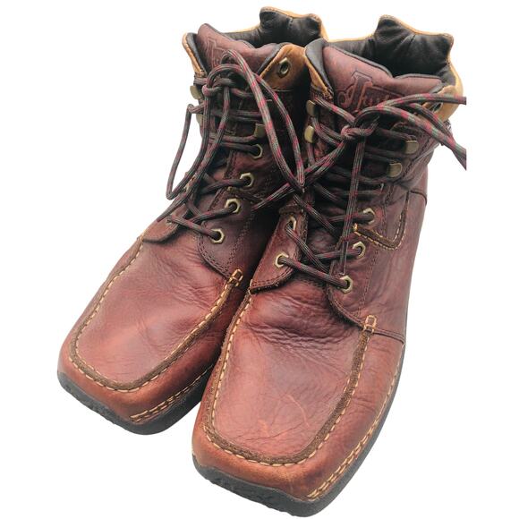 Men's Square Toe Chukka Style Justin Boots SZ 11M Red brown - Picture 1 of 8